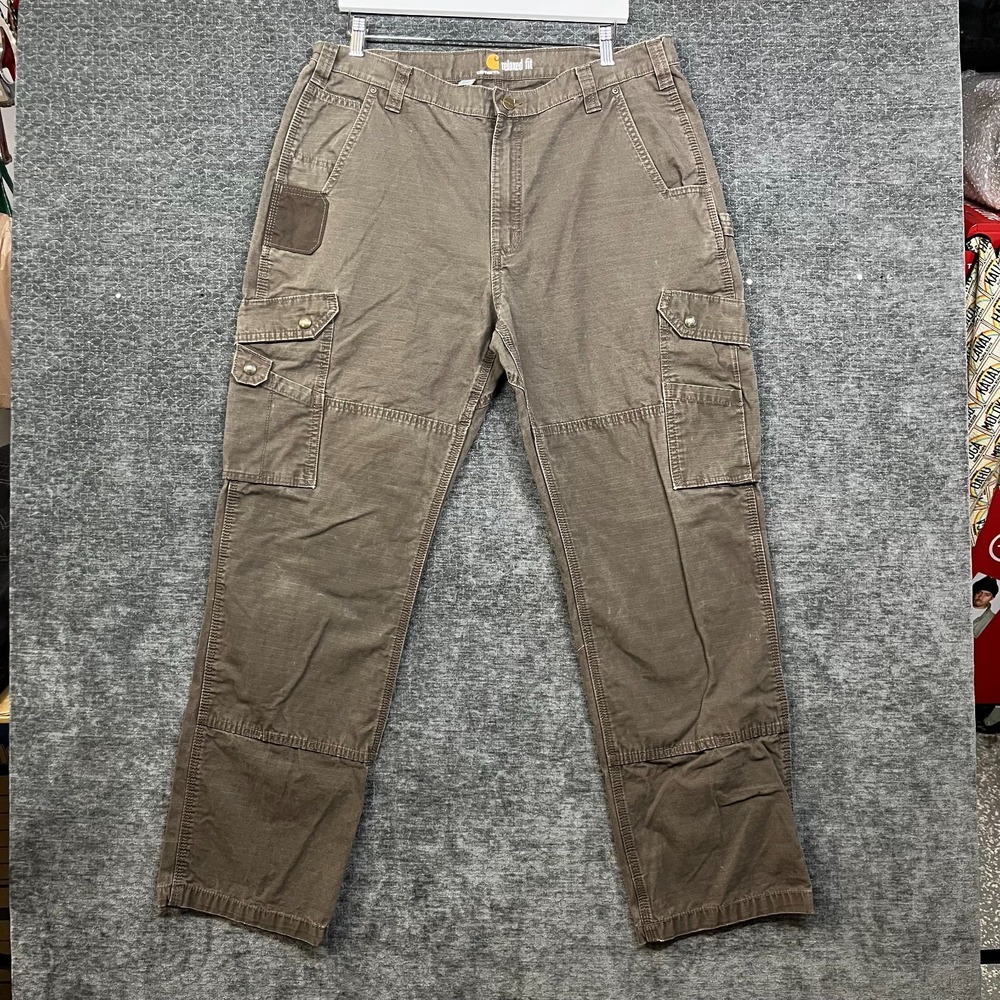 Carhartt B342 DFE Ripstop Cargo Work Pants Men's Brown Relaxed Fit Utility 38X34